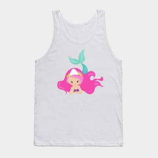 Cute Mermaid, Pink Hair, Little Mermaid, Starfish Tank Top